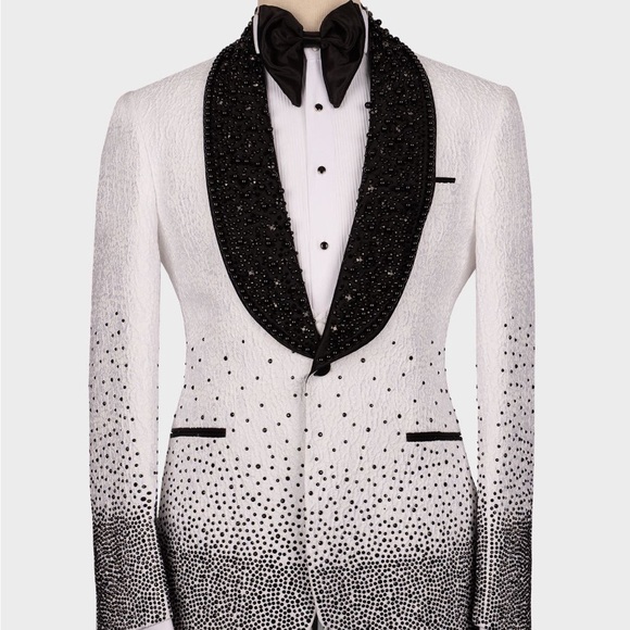 Men’s White Black Tuxedo - Picture 1 of 6